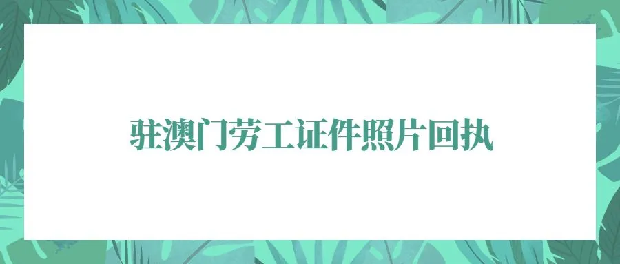 驻澳门劳工证件照片回执