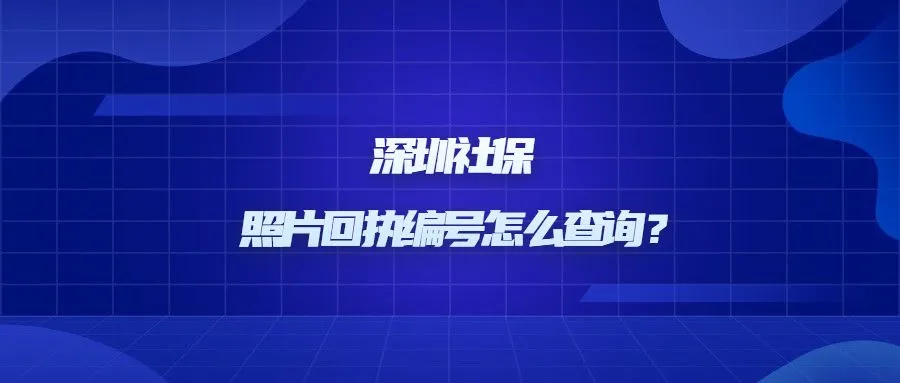 深圳社保照片回执编号怎么查询？