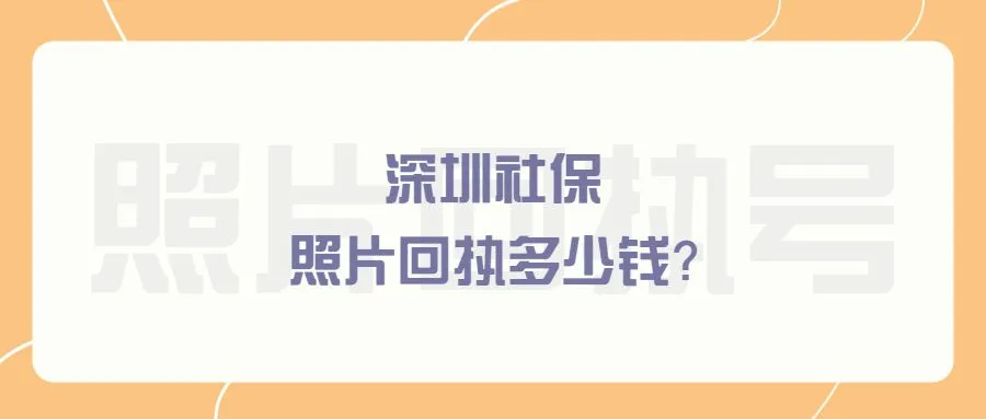 深圳社保照片回执多少钱？