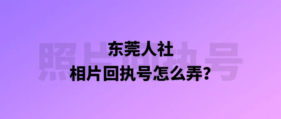 东莞人社相片回执号怎么弄？