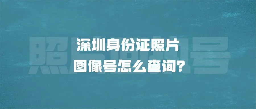 深圳身份证照片图像号怎么查询？