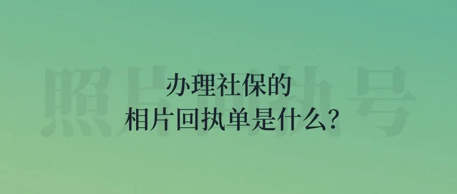 办理社保的相片回执单是什么？