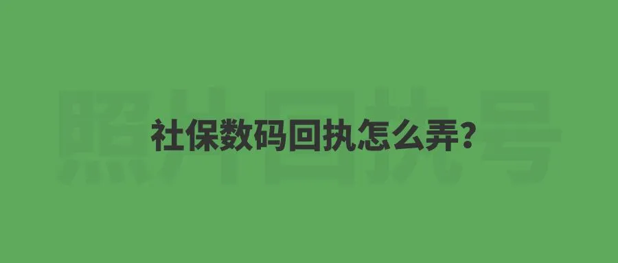 社保数码回执怎么弄？