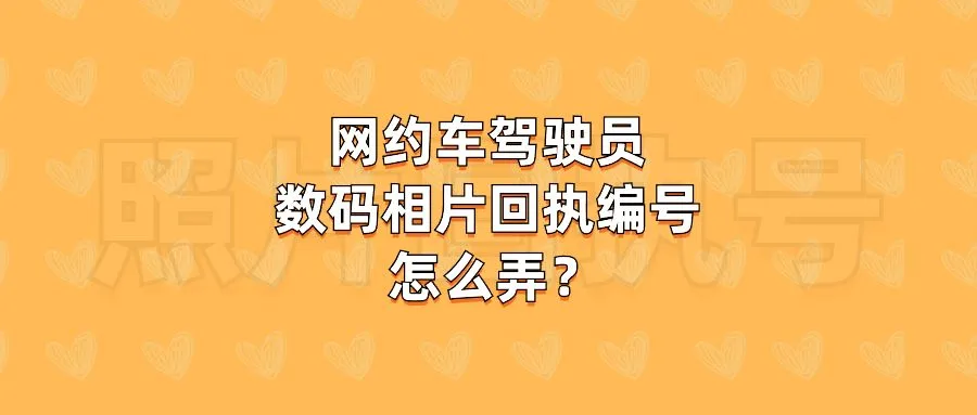 网约车驾驶员数码相片回执编号怎么弄？