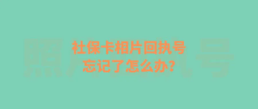 社保卡相片回执号忘记了怎么办？