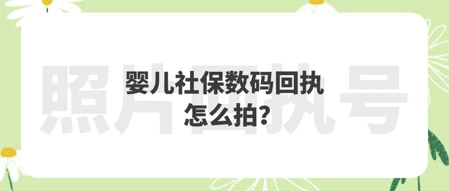 婴儿社保数码回执怎么拍？