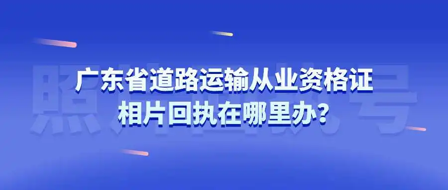 广东省道路运输从业资格证相片校验回执在哪里办？