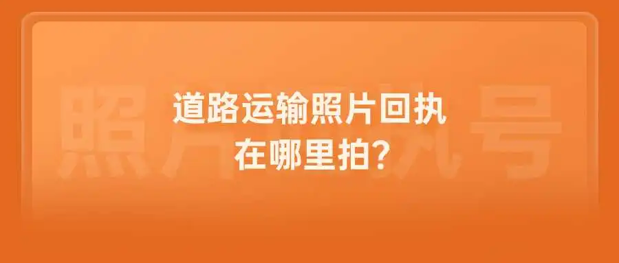 道路运输照片回执在哪里拍？