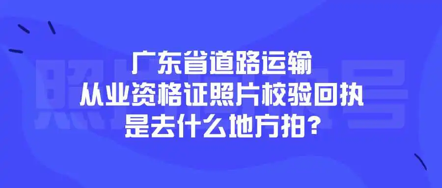 广东省道路运输从业资格证照片校验回执是去什么地方拍？