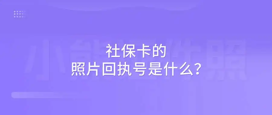 社保卡的照片回执号是什么？