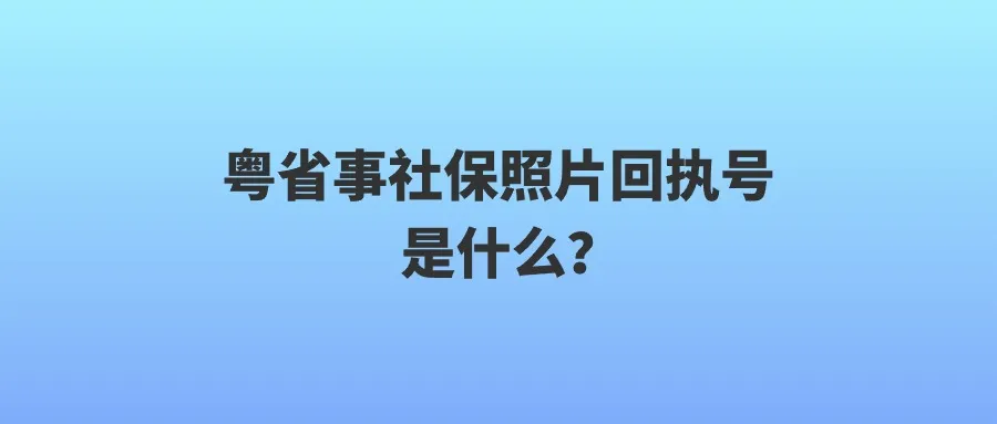 粤省事社保照片回执号是什么？