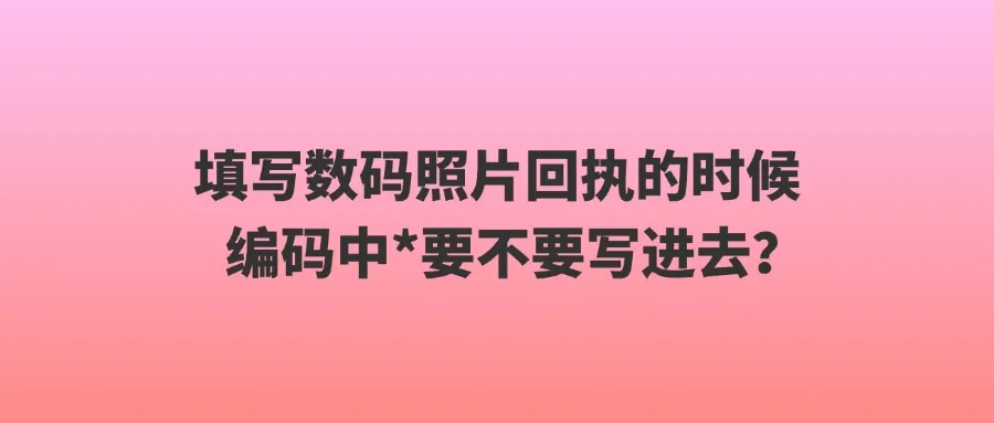 填写数码照片回执的时候编码中*要不要写进去？