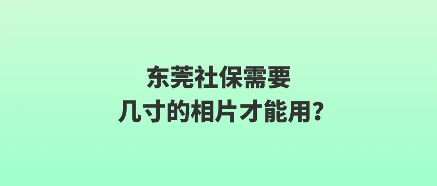 东莞社保需要几寸的相片才能用？