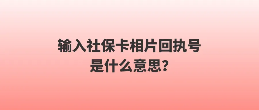 输入社保卡相片回执号是什么意思？