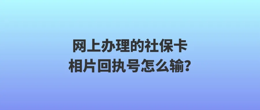 网上办理的社保卡相片回执号怎么输？